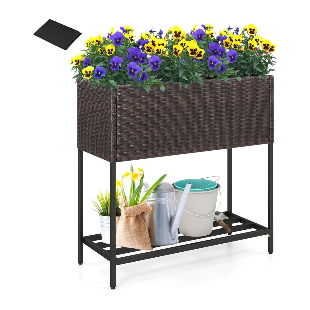 Giantex Raised Garden Bed with Legs, 28" x12" Rattan Elevated Plant...