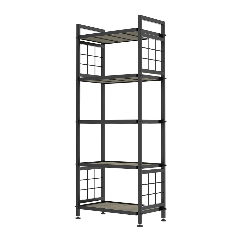 GIOTORENT 5-Tier Pantry Shelves with Wooden Boards, Heavy Duty Storage Shelve...