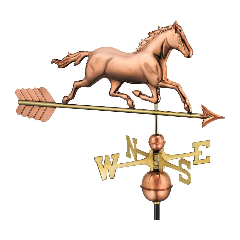 Good Directions Polished Copper Trotting Horse Weathervane – Decorative Rooft...