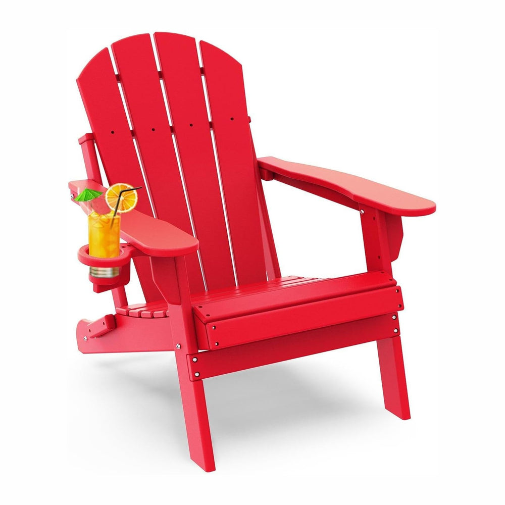 GREENVINES Folding-Adirondack-Chair, HDPE All Weather, Red