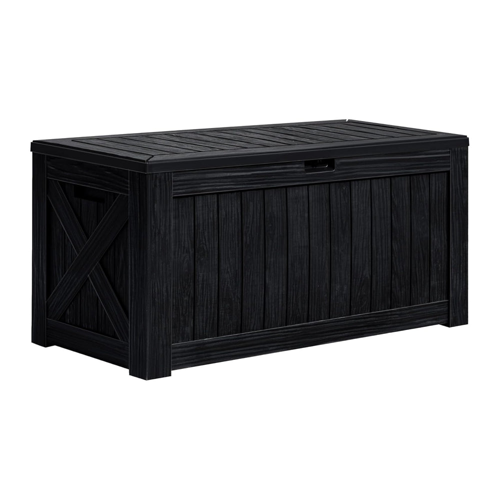 Greesum 120 Gallon Deck Box, Resin Outdoor Storage Container, Black