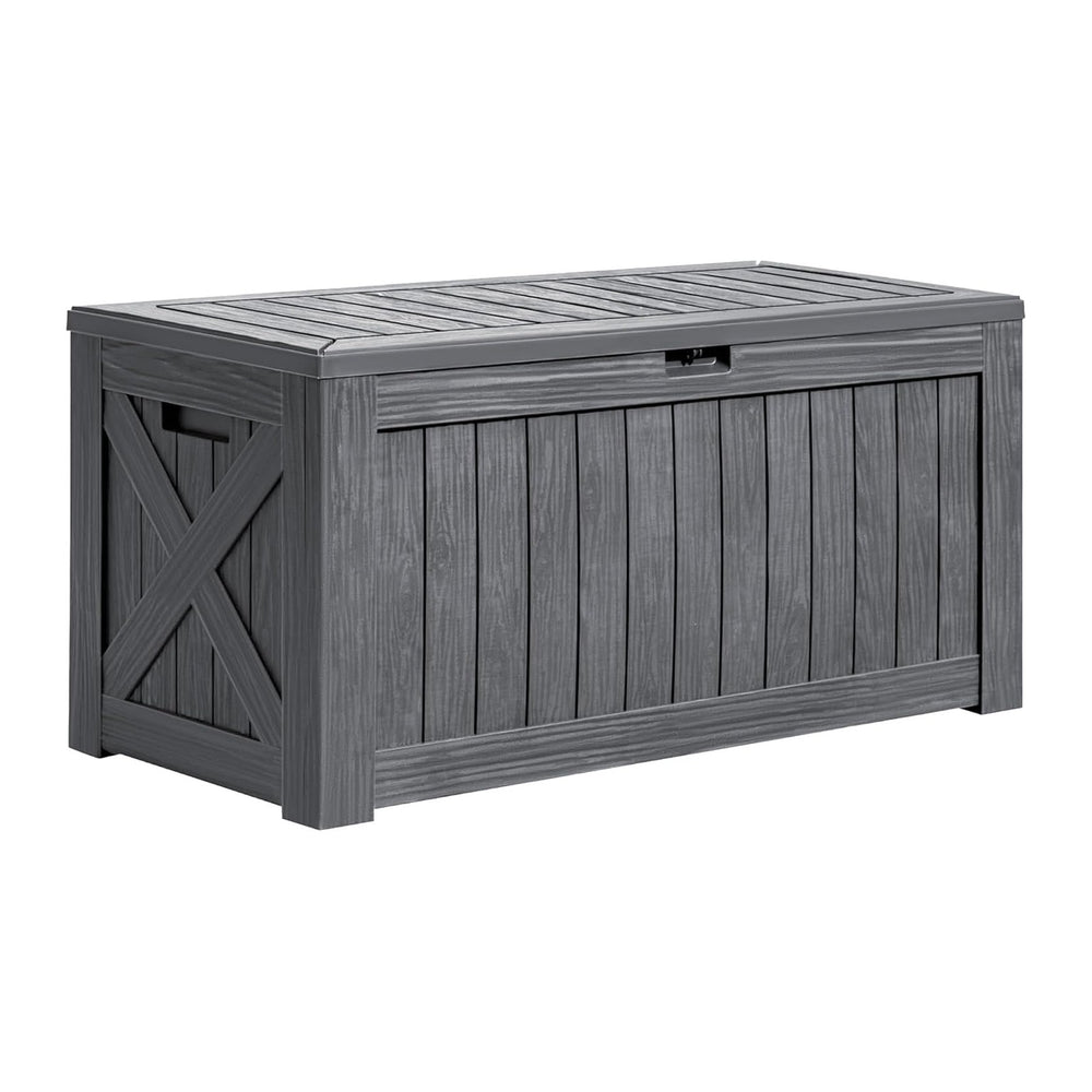 Greesum 120 Gallon Deck Box, Resin Outdoor Storage Container, Gray