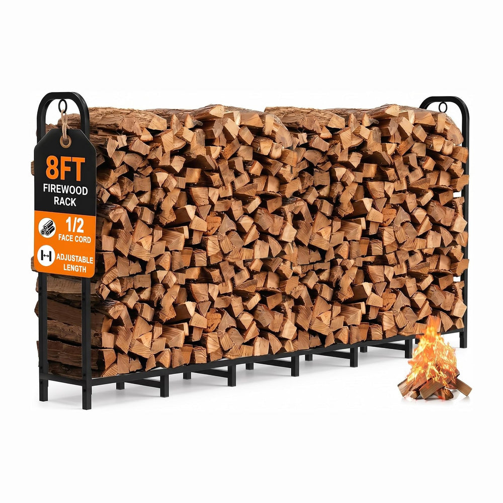 Gtongoko 8FT Firewood Rack Outdoor Heavy Duty Log Holder Wood Storage