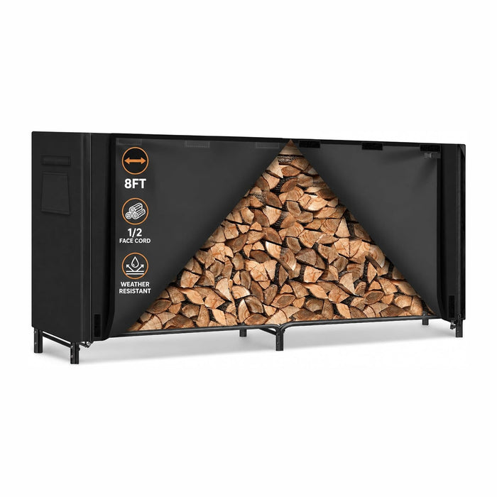 Gtongoko 8FT Firewood Rack Outdoor with Cover, Large Wood Storage Rack