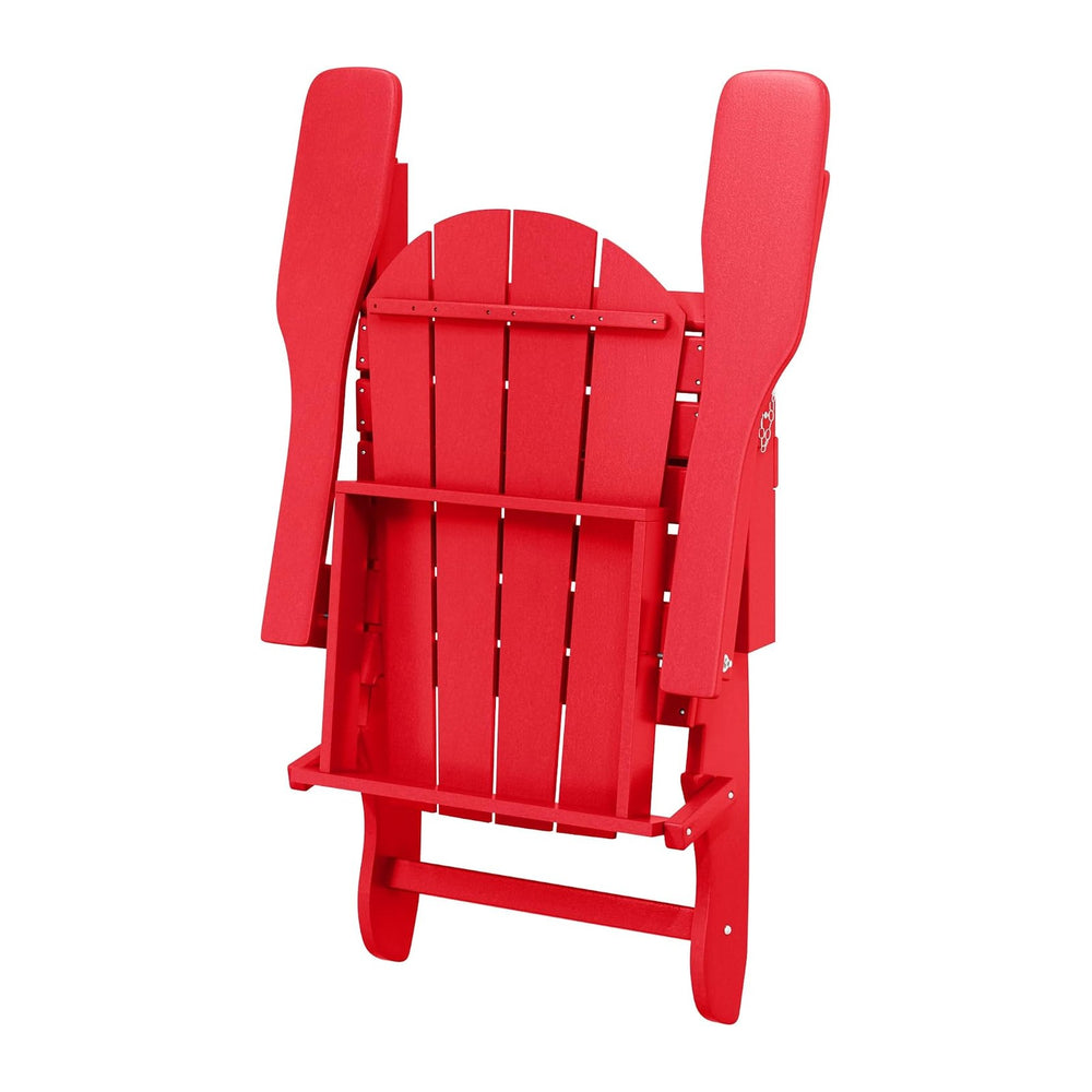 HDPE Laguna 3PC Outdoor Poly Adirondack Chair Set with Side Table, Red