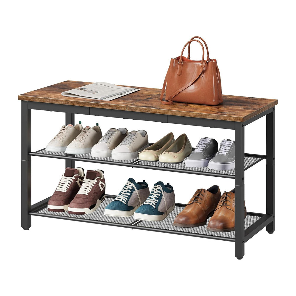HOOBRO Shoe Bench, 3-Tier Shoe Rack, Industrial Shoe Organizer Storage Bench,...