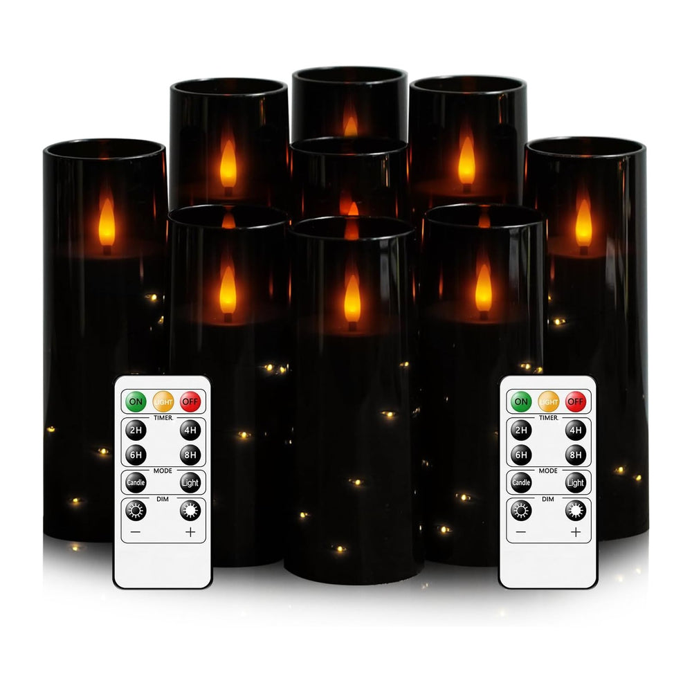 kakoya Flameless LED Candles with Timer 9 Pc Flickering Flameless Candles for...