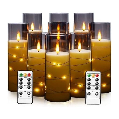 kakoya Flameless LED Candles with Timer 9 Pc Flickering Flameless Candles for...
