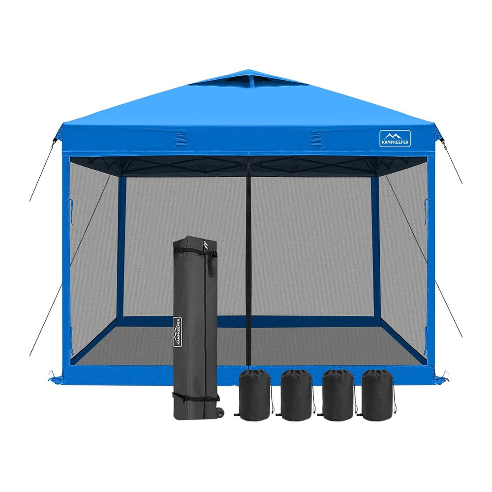 KAMPKEEPER 10x10 Pop-Up Canopy Tent, Waterproof, Portable Shade with Side Wal...