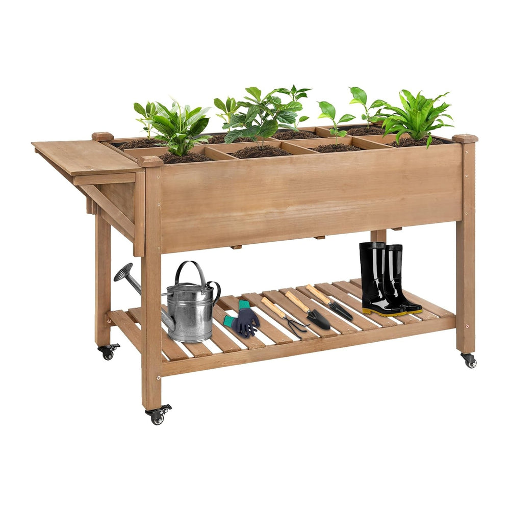 ketive Raised Garden Bed with Lockable Wheels Mobile Elevated Wood Planter,St...