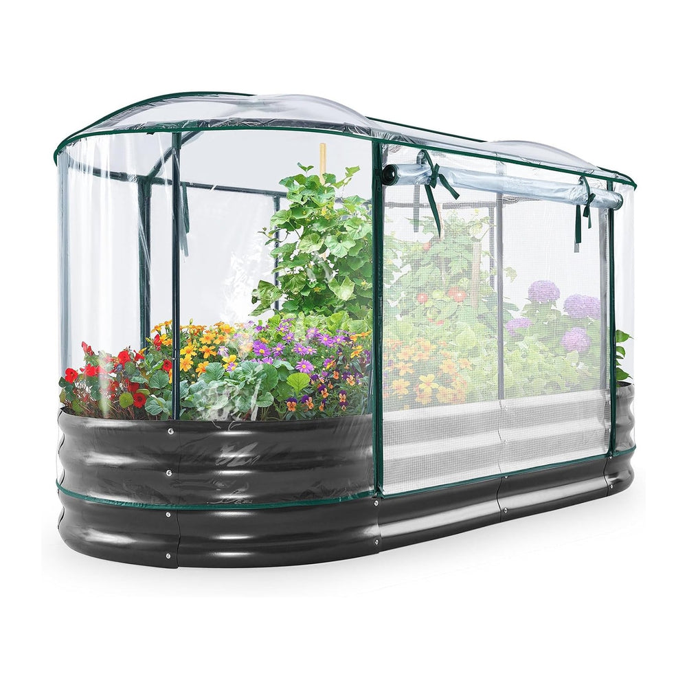 KING BIRD Raised Garden Bed with Cover 71x36x12 in
