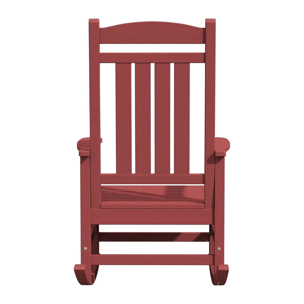 KINGYES Oversized Outdoor Rocking Chairs Set of 2, HDPE Porch Rockers, Red