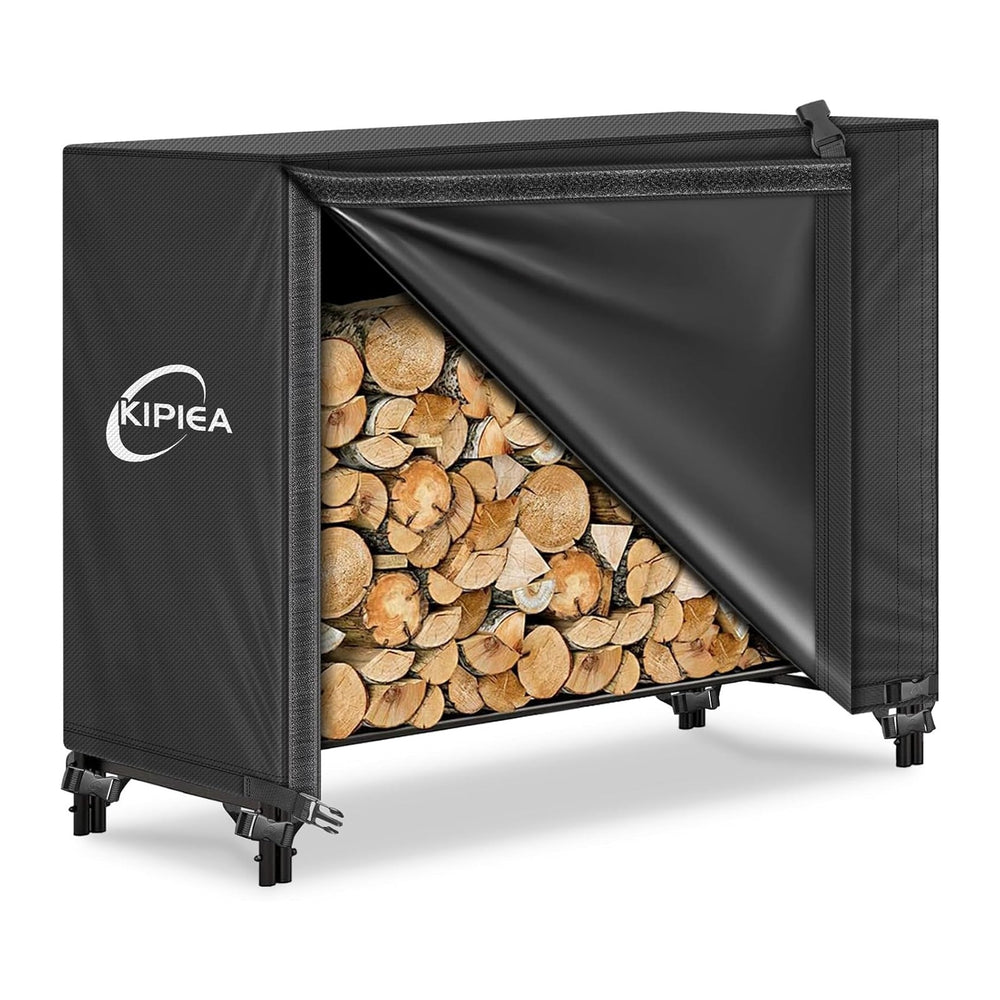 Kipiea 4FT Waterproof Firewood Storage Log Rack Cover, Heavy Duty 600D Outdoo...