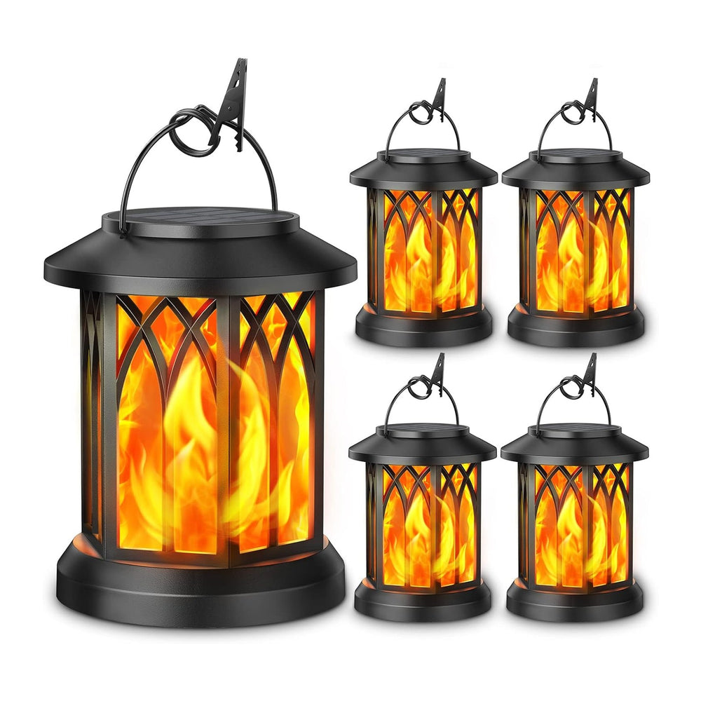 KOOPER 4 Pack Solar Lantern Outdoor Lights, Upgraded Flickering Flame Solar L...