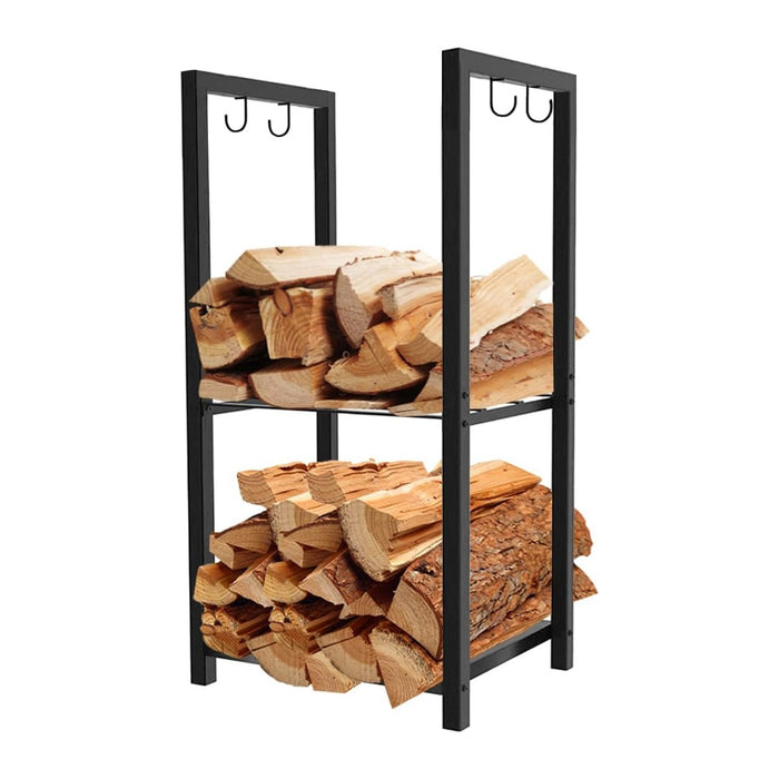 Koutemie Firewood Rack Indoor, 2 Tier Small Firewood Log Storage Holder