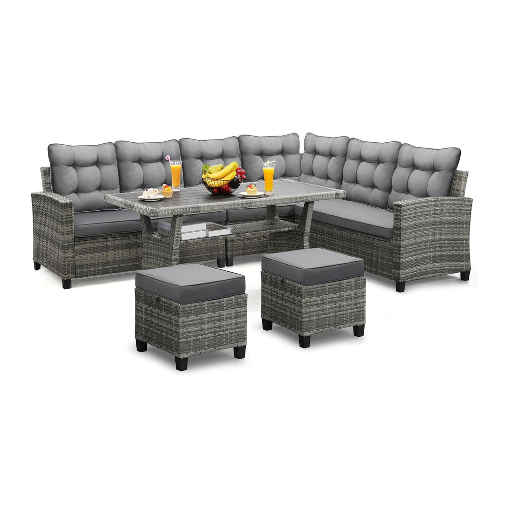 KROFEM 6 Piece Patio Furniture Set, Dining and Conversation Set