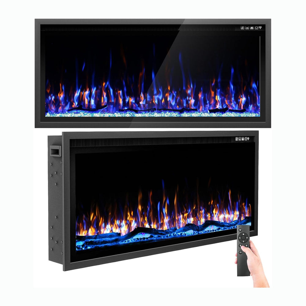 Kucreiheat 42 Inch Electric Fireplace Aluminum Frame-Ultra Silm Fireplace Rec...