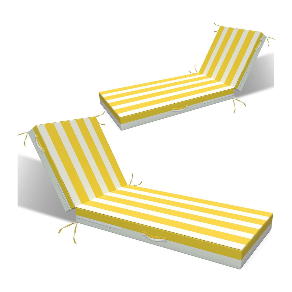 L'AGRATY Chaise Lounge Chair Waterproof Cushion Set of 2 Outdoor for Pool