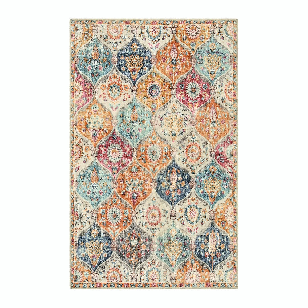 Lahome Moroccan 5x8 Area Rug, Ultra-Thin Washable Rugs for Living Room Bedroo...