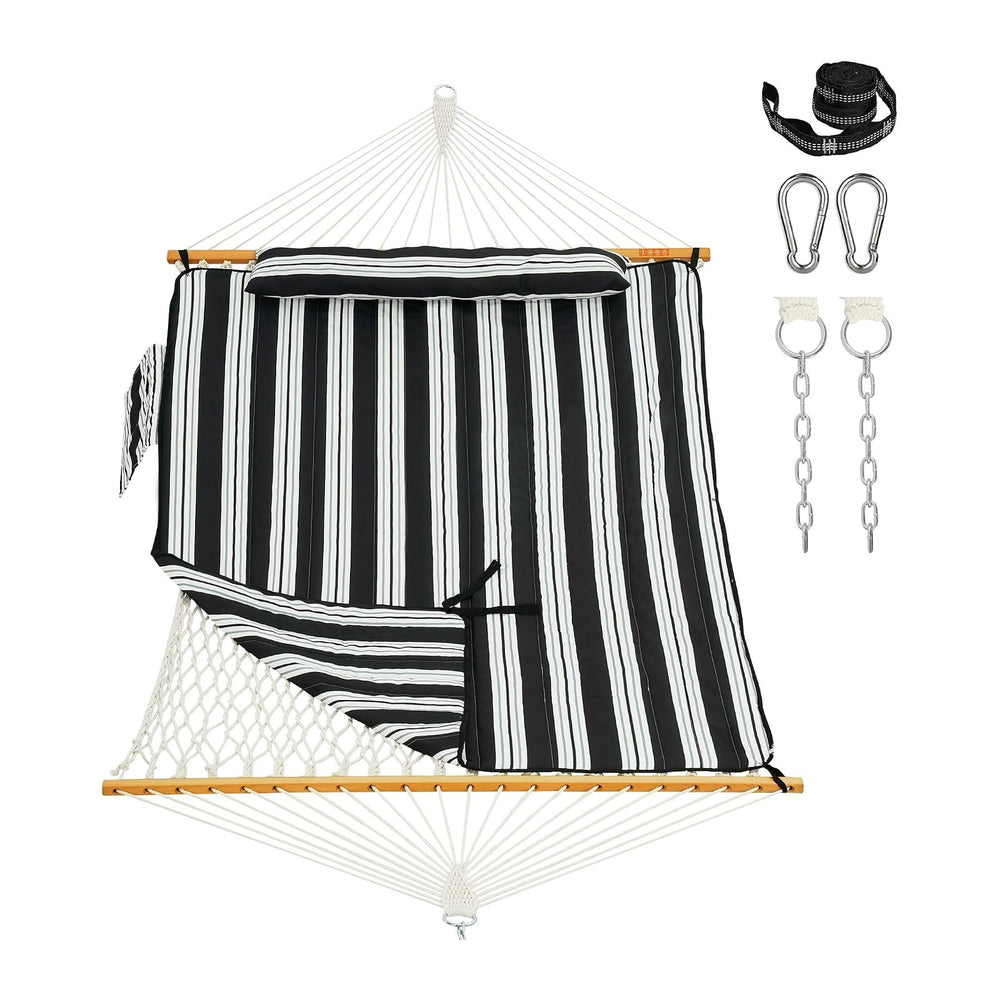 Lazy Daze Double Handwoven Rope Hammock with Pad and Pillow Set for Outdoor