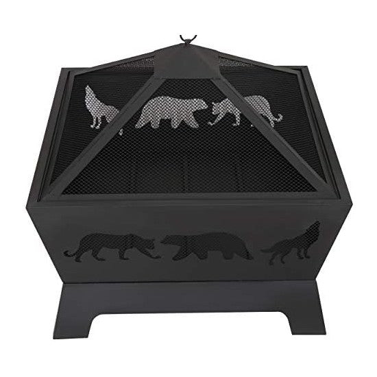 LEMY 26 Inch Fire Pit for Outside,Square Firepit Wood Burning Fireplace Heavy...