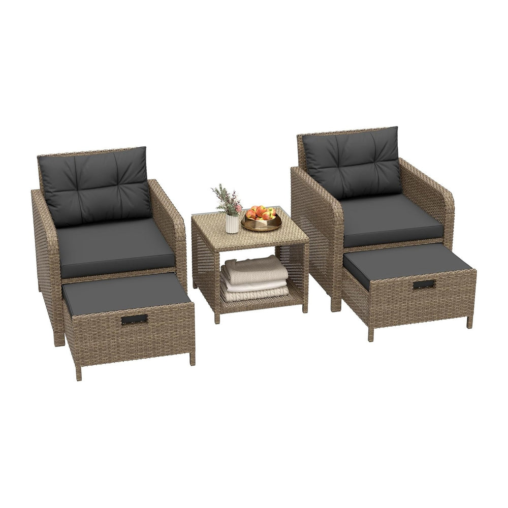 LHBcraft 5 Piece Patio Furniture Set, PE Wicker Outdoor Furniture Set with So...