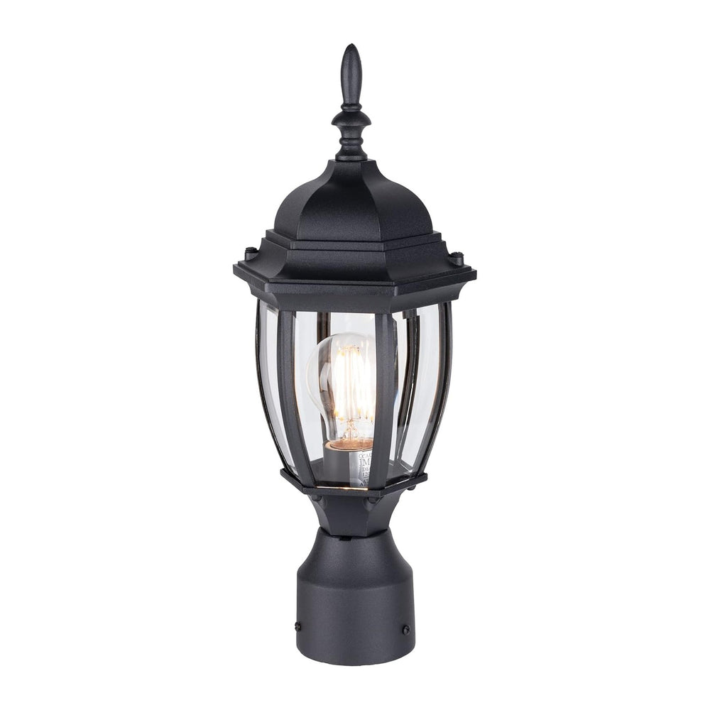 LIT-PaTH Outdoor Post Light, Aluminum Pole Lantern, Black, 1 Pack