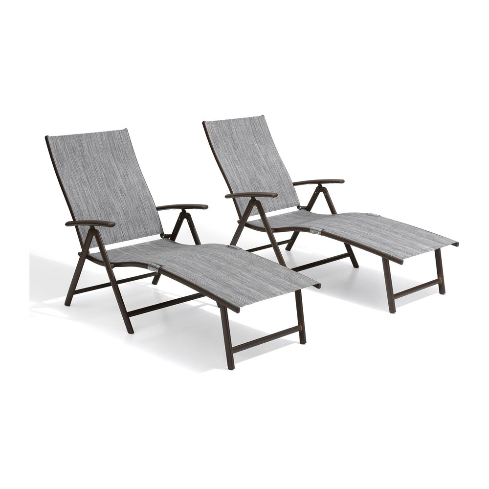 Lounge Chair Outdoor, Folding Pool Chaise Chairs Set of 2 (Black Gray)
