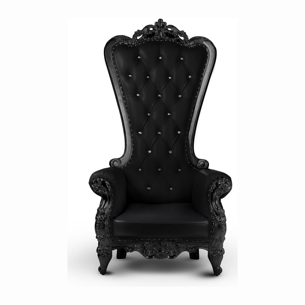 Master Series Throne Chair, Ornate Tufted Chair with Vegan Leather Cushions, ...