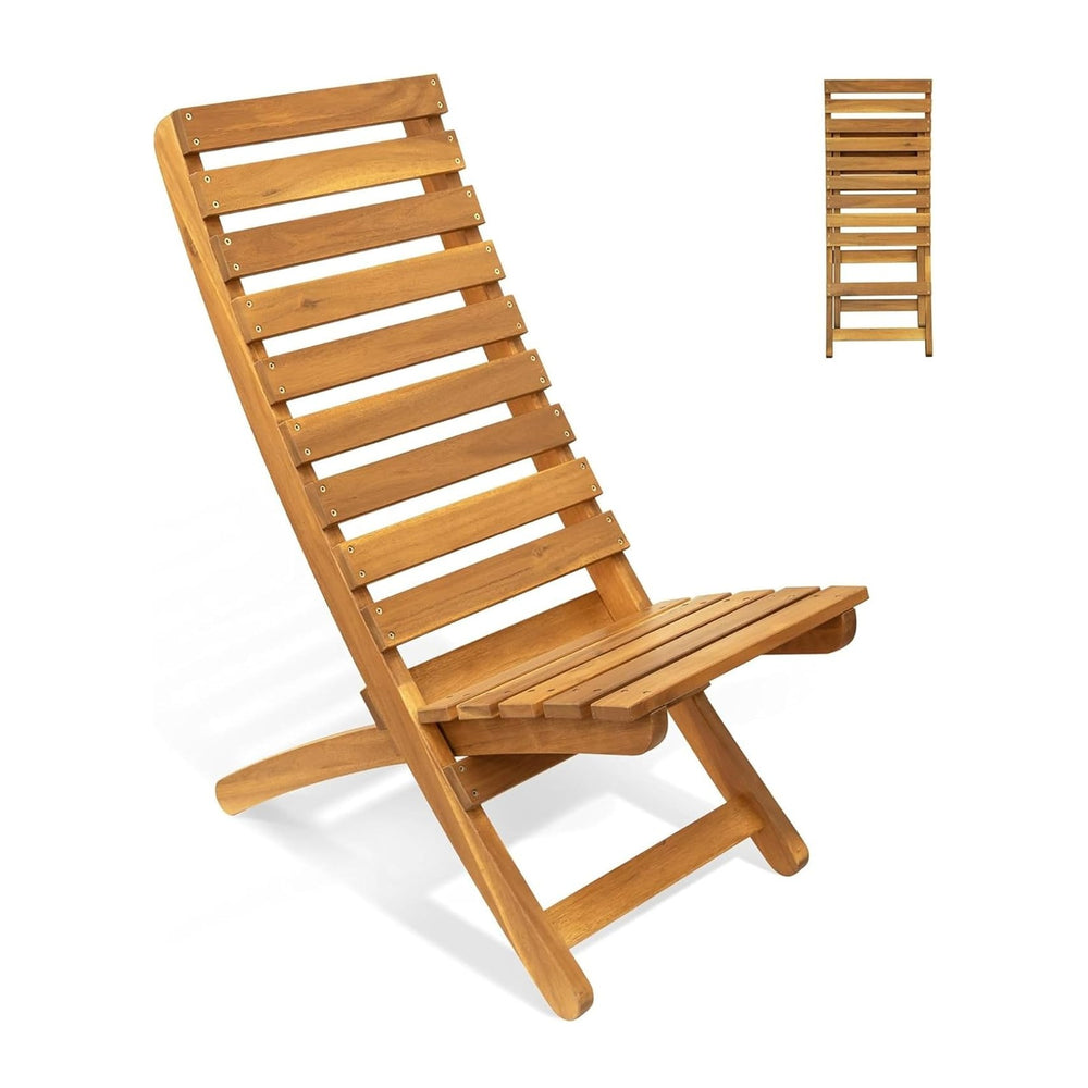 Melino 2PCS Wooden Folding Chairs, FSC Certified Acacia Low Profile Adirondac...