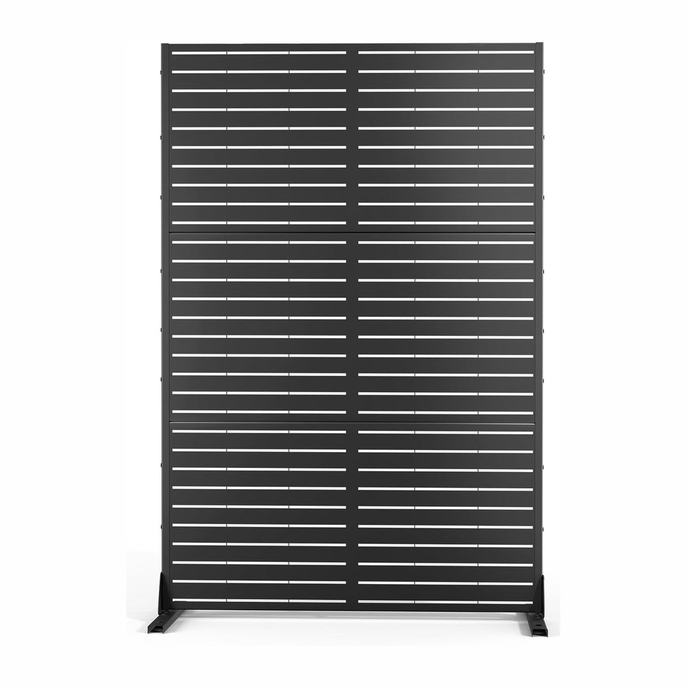 Metal Outdoor Privacy Screen Panels, Black Louvered
