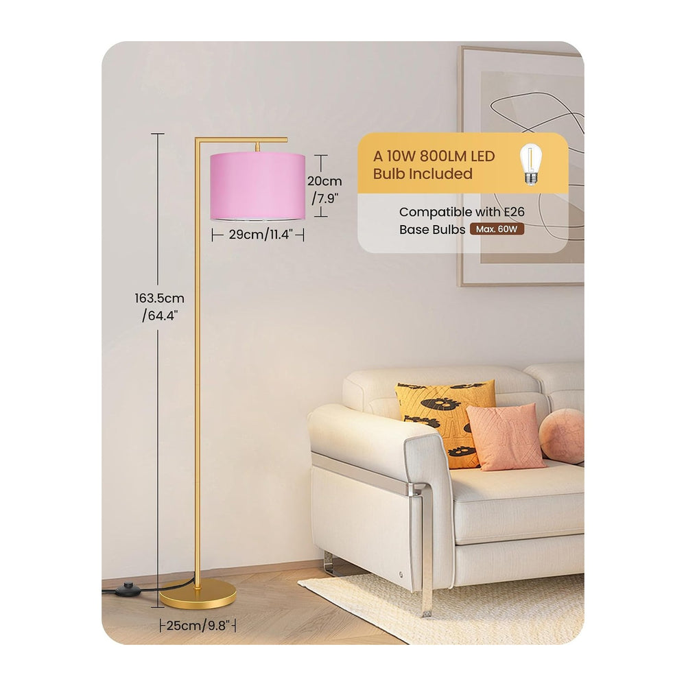 Modern Gold Arc Floor Lamp, Corner Tall Lamp with Remote, Arched Reading Ligh...