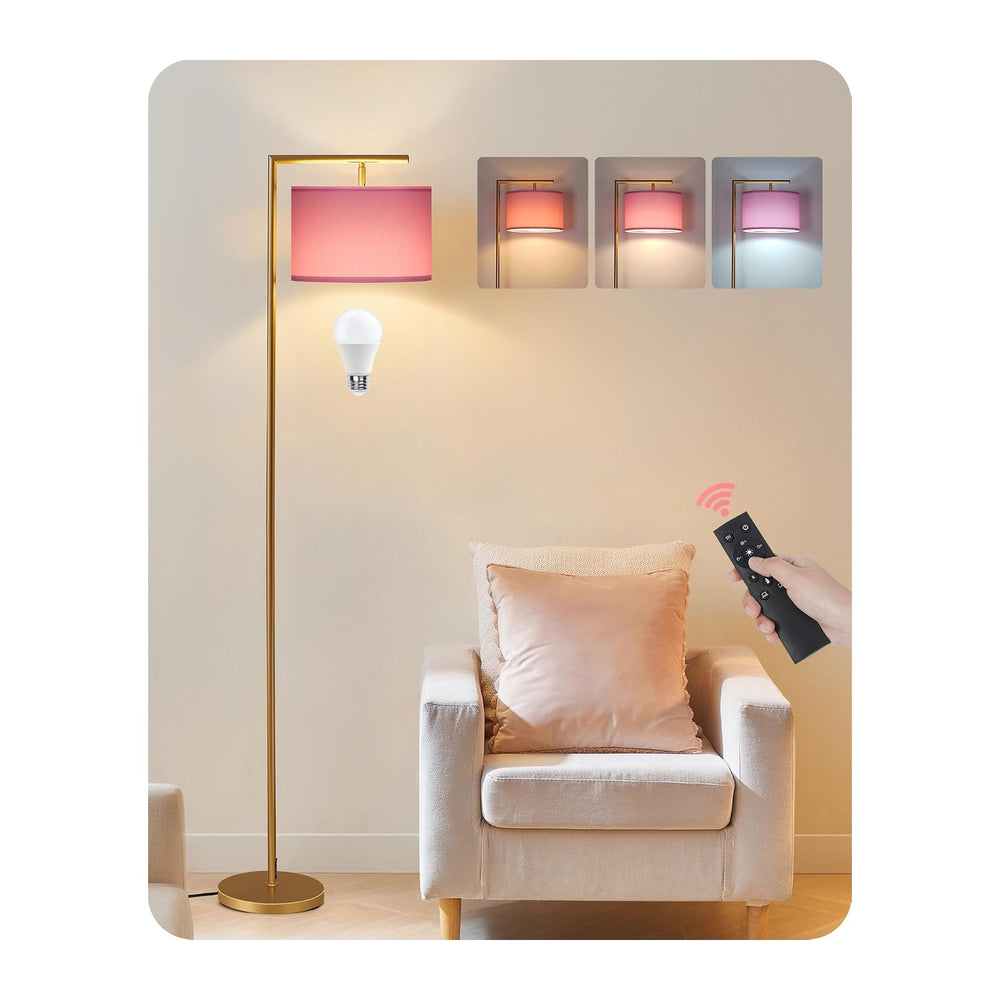 Modern Gold Arc Floor Lamp, Corner Tall Lamp with Remote, Arched Reading Ligh...