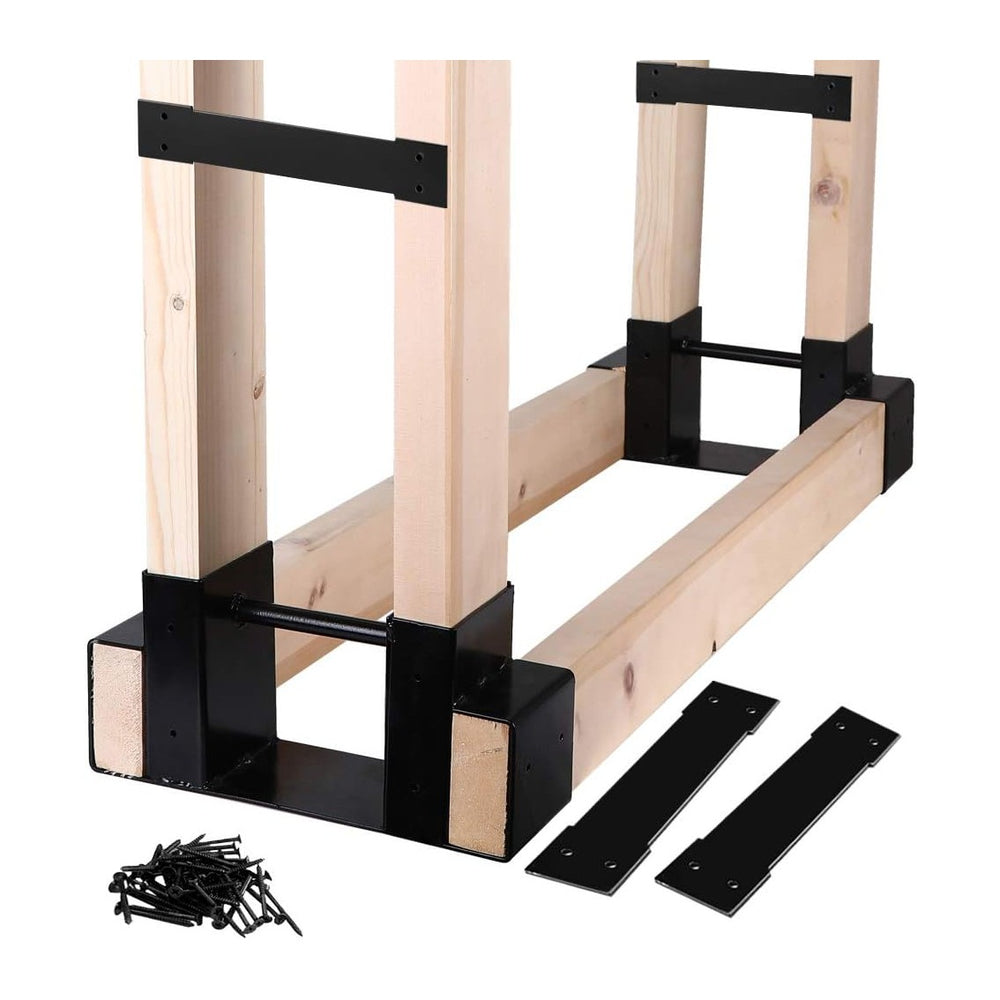 MOFEEZ Outdoor Firewood Log Storage Rack Bracket Kit,Fireplace Wood Storage H...