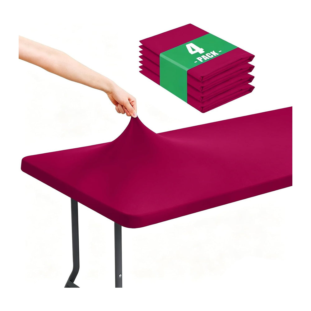 Moosfor 4 Pack Rectangle Spandex Fitted Table Cloth, 6FT Elastic Tablecloth