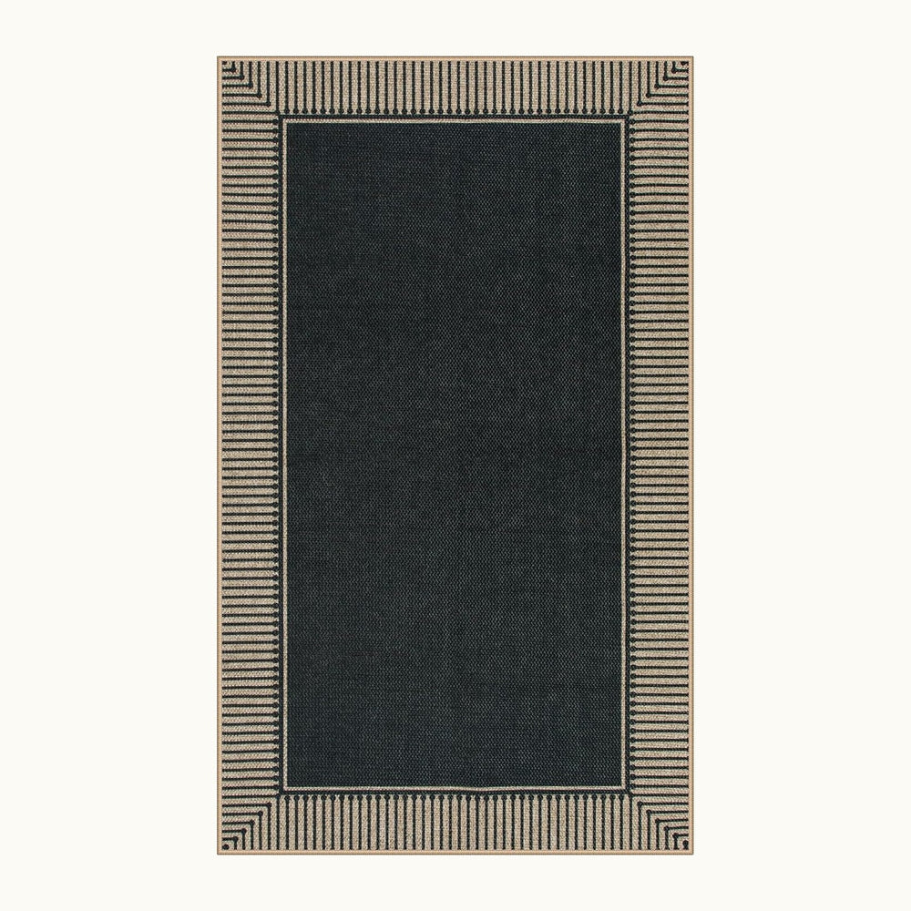 Moynesa Striped Border Easy Jute Outdoor Patio Rug 3x5, Washable Entryway Rug...
