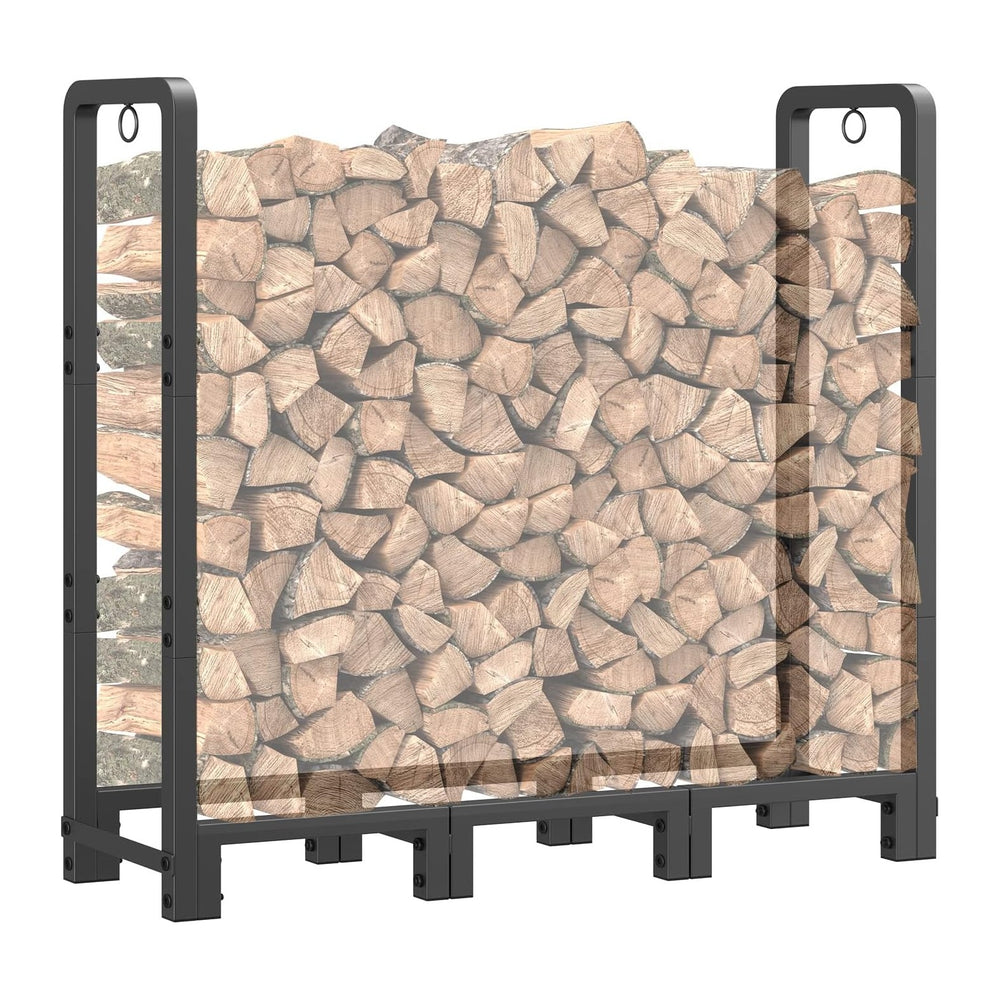 Mr IRONSTONE 4ft Firewood Rack Outdoor Indoor, Upgraded Heavy Duty Adjustable...