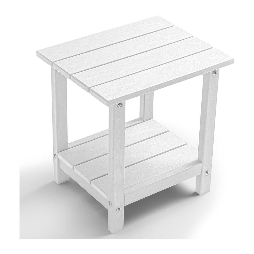 Outdoor 2-Tier Square Side Table, Adirondack Weather Resistant Patio End Tabl...