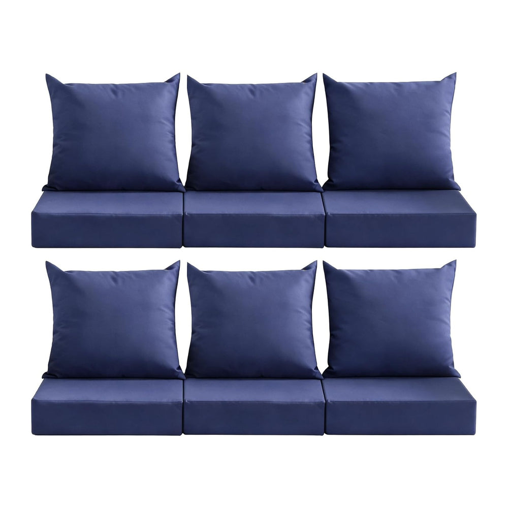 Outdoor Deep Seat Cushion Set, 24x24 Inch, Navy Blue, Set of 6