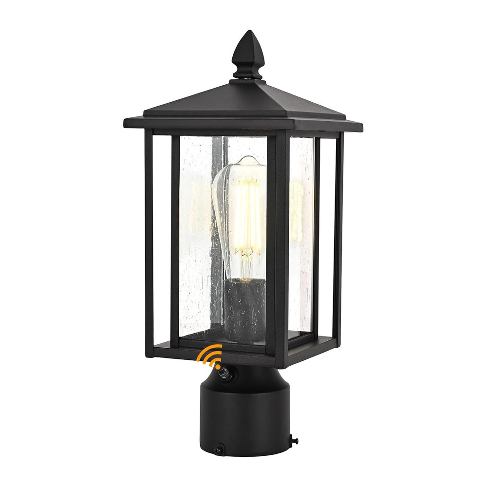 Outdoor Dusk to Dawn Post Light Fixture with Glass, Aluminum Light Post Lamps...