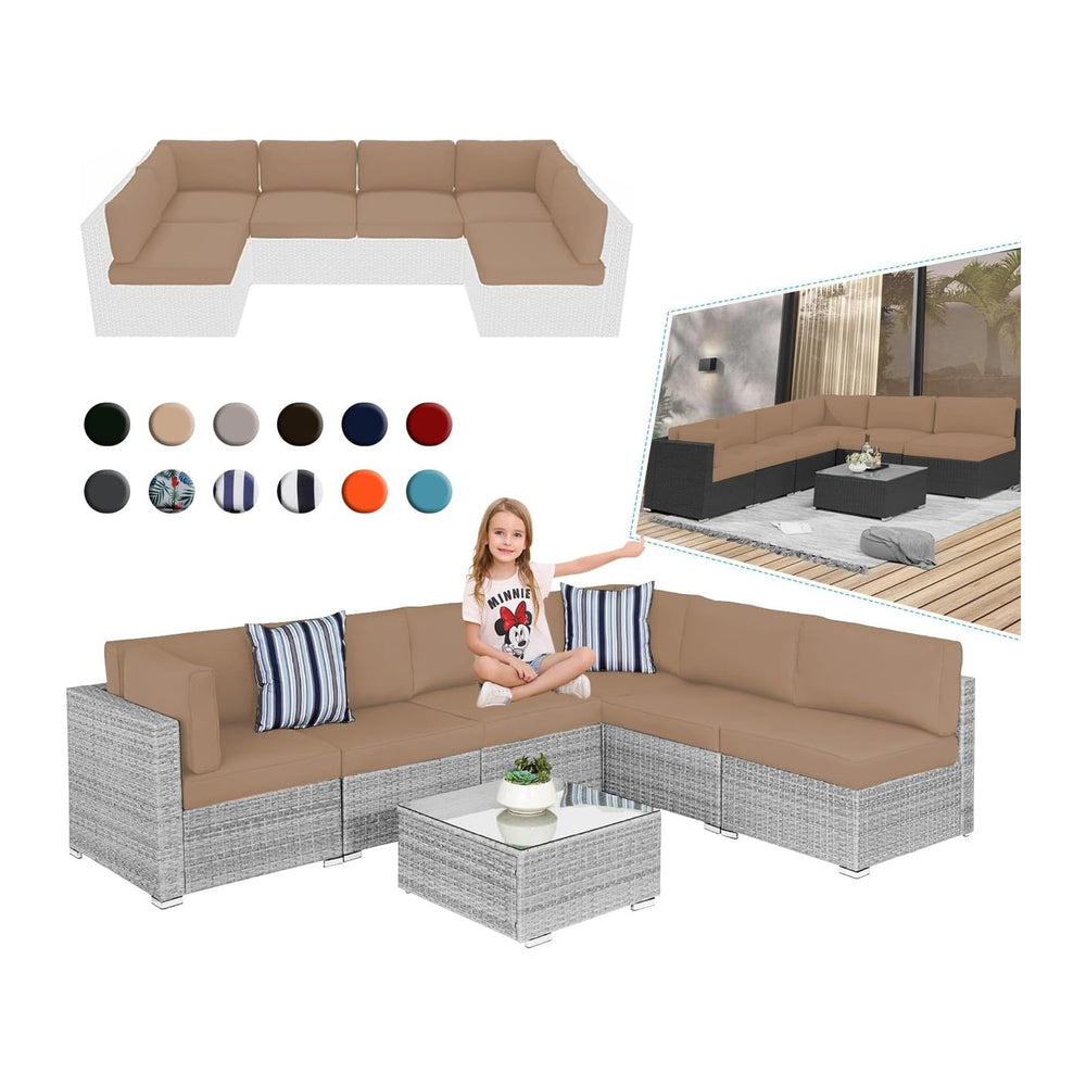 Outdoor Sectional Cushions 4" Foam High-Density, Beige
