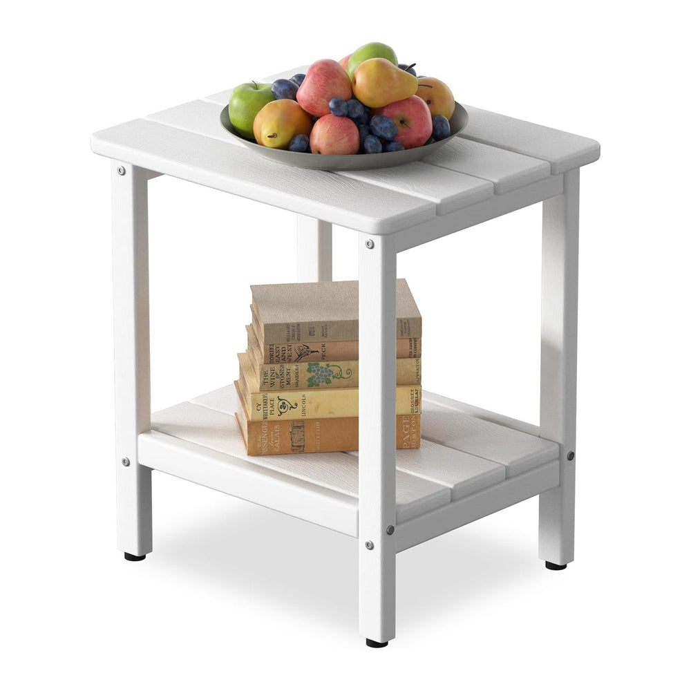 Outdoor Side Table, 17.7-Inch Patio Side Table with Adjustable Feet