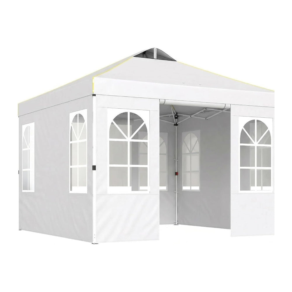 Outsunny 9.6 x 9.6 ft Pop Up Canopy Tent with Sidewalls UPF50+, White