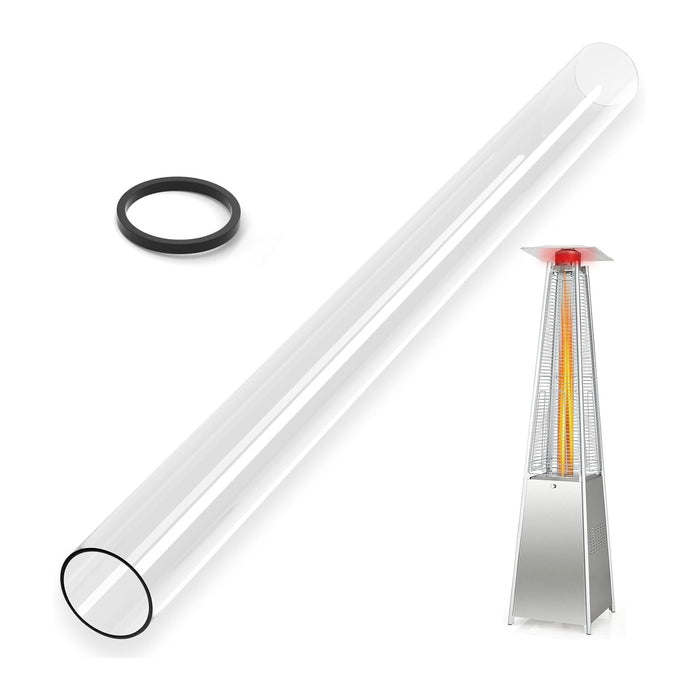 Patio Heater Glass Tube Replacement 49.5″ Tall 4″ Diameter with Rubber Ring