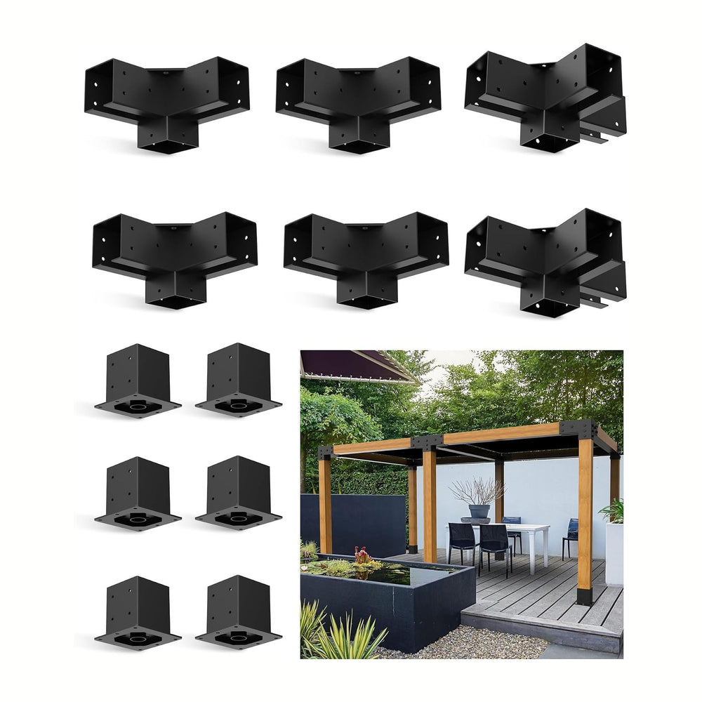 Pergola Brackets 4x4 for 6-Leg Advanced with Beam, 3 Way (4PCS) & 4 Way (...
