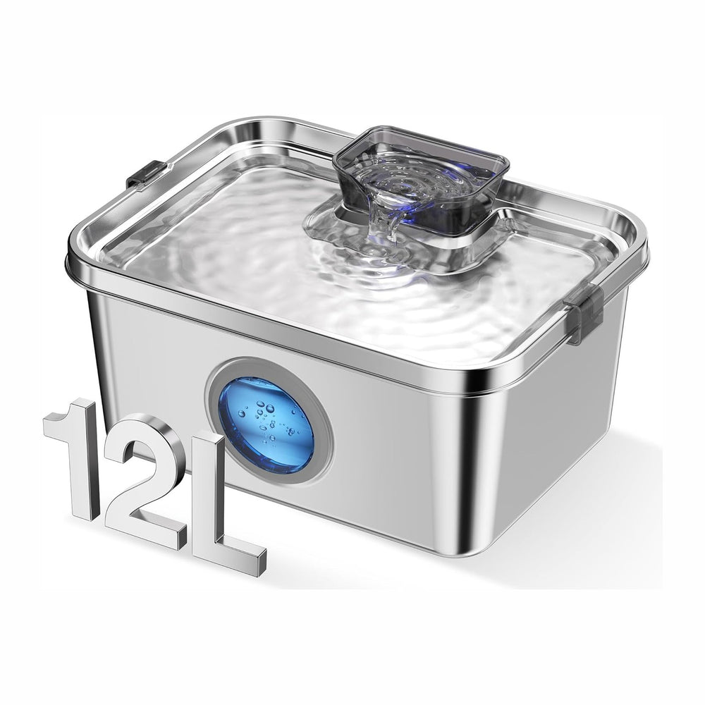 PETIMI Dog Water Fountain, 3 Gallons Stainless Steel Dog & Cat Water Foun...