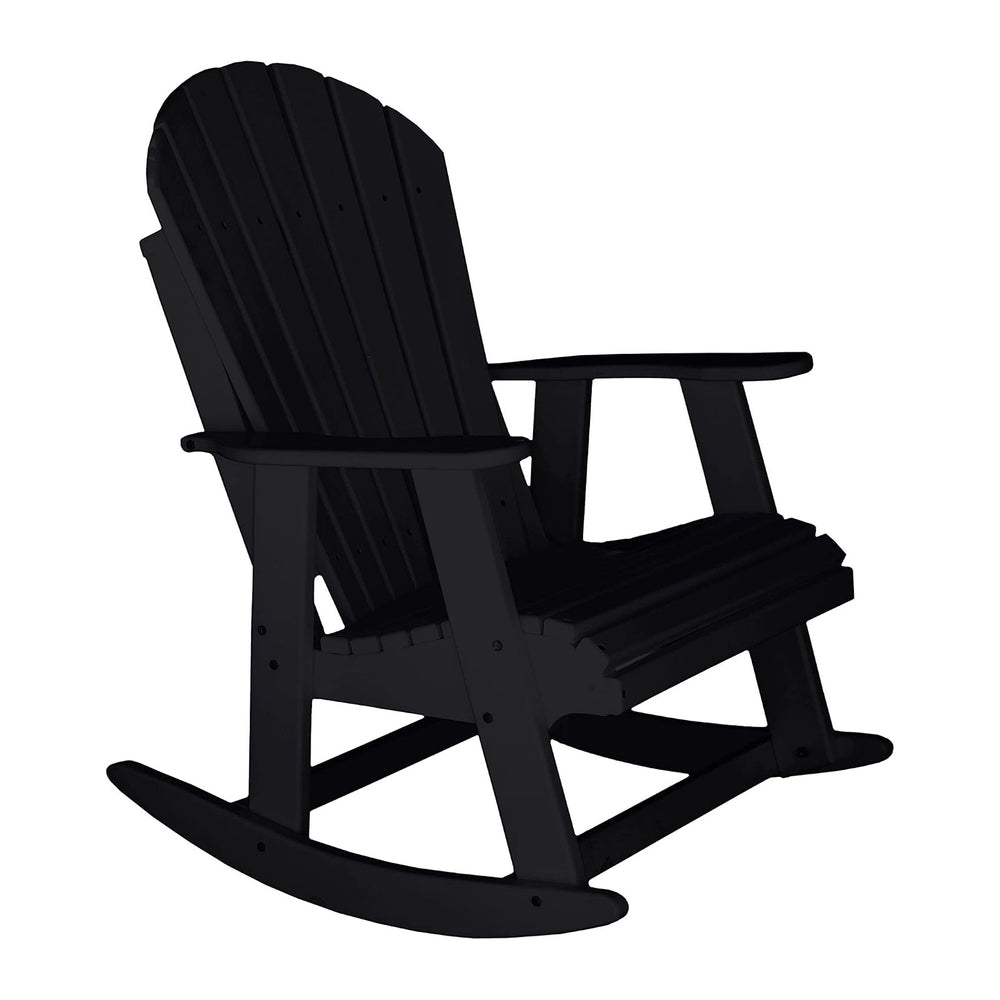 Phat Tommy Black Outdoor Rocking Chair - Adirondack Rocking Chair for Front P...