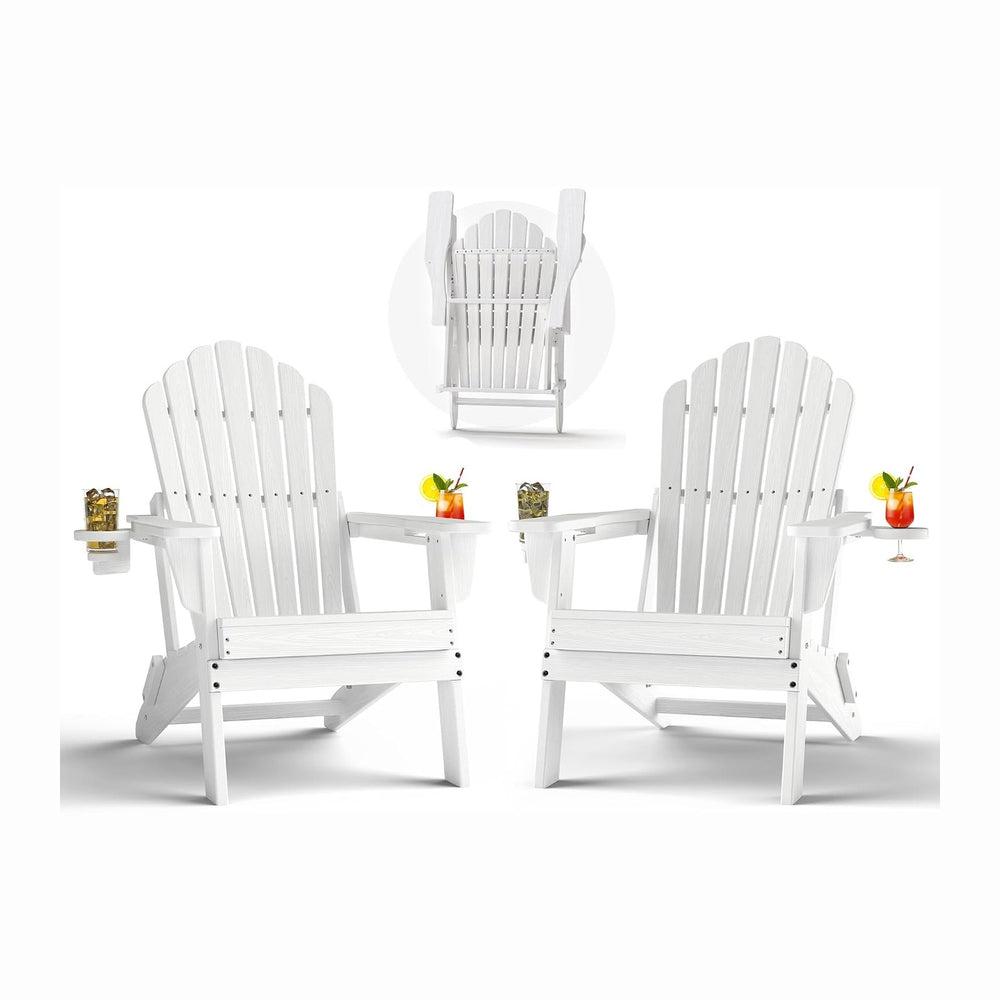 Plawdlik Oversized Folding Adirondack Chair, HDPE All-Weather Patio Chair wit...