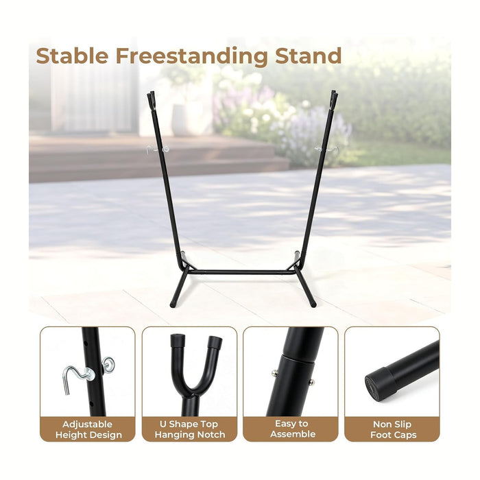 Portable Hammock Chair with Stand, Lightweight Travel Hammock Chair with Stand for Outside, 300 lbs Capacity, for Camping, Travel, Patio & Indoor Use, No Tools Needed, Includes Carrying Case
