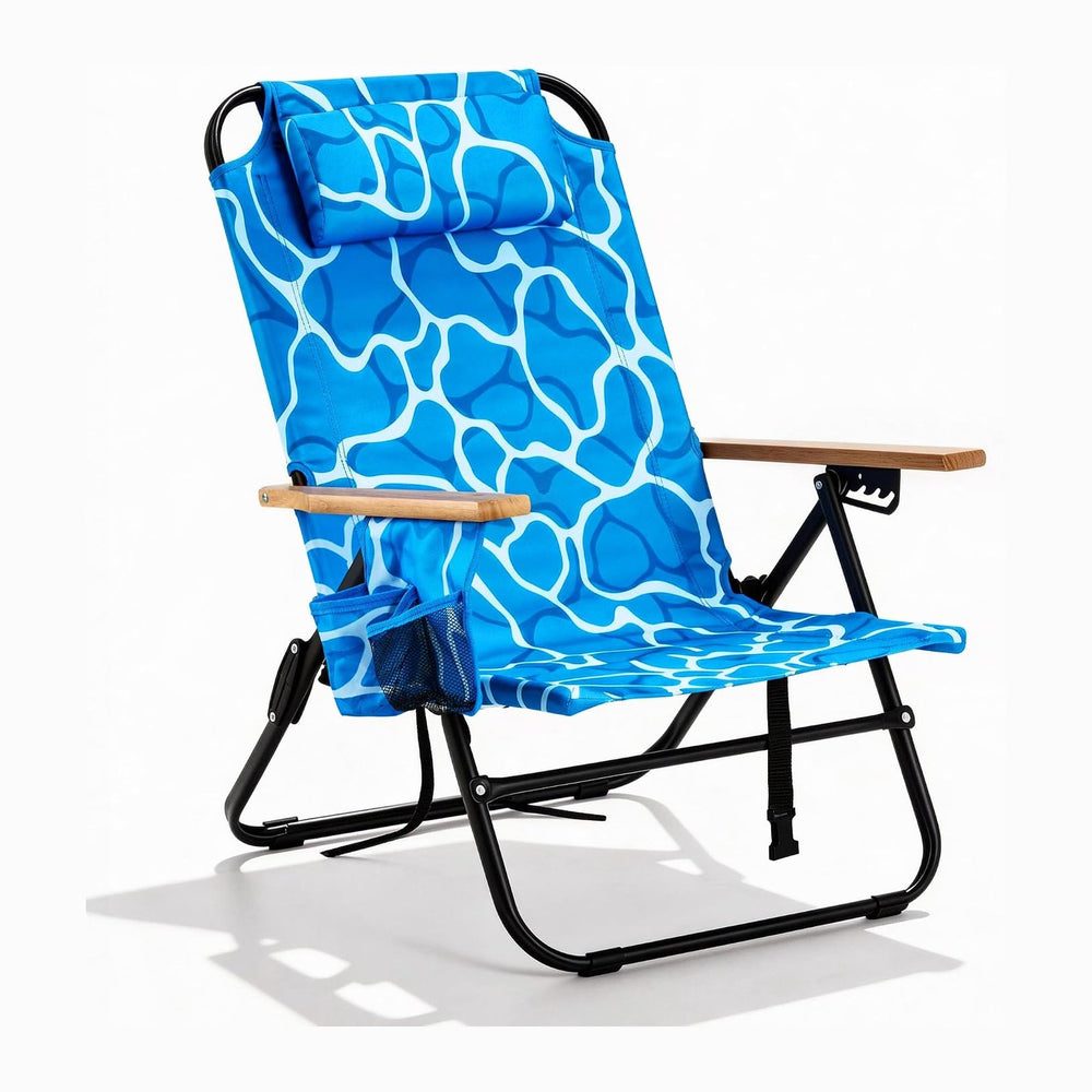 Premium Portable Camping Chair 5-Position Recliner Beach Folding Lightweight ...